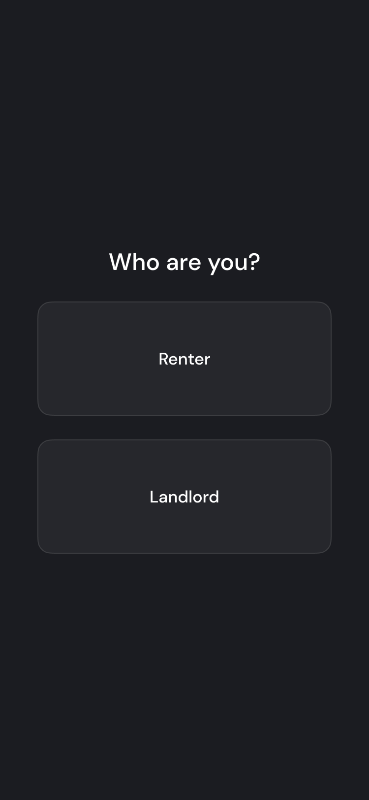 Create account screen